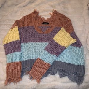 Raw Hem Pastel Sweater